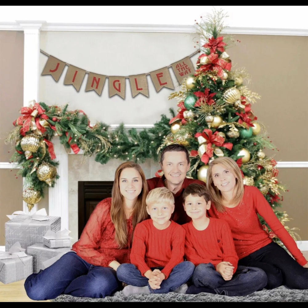 Christmas Jute Burlap Banner Gingle all the way